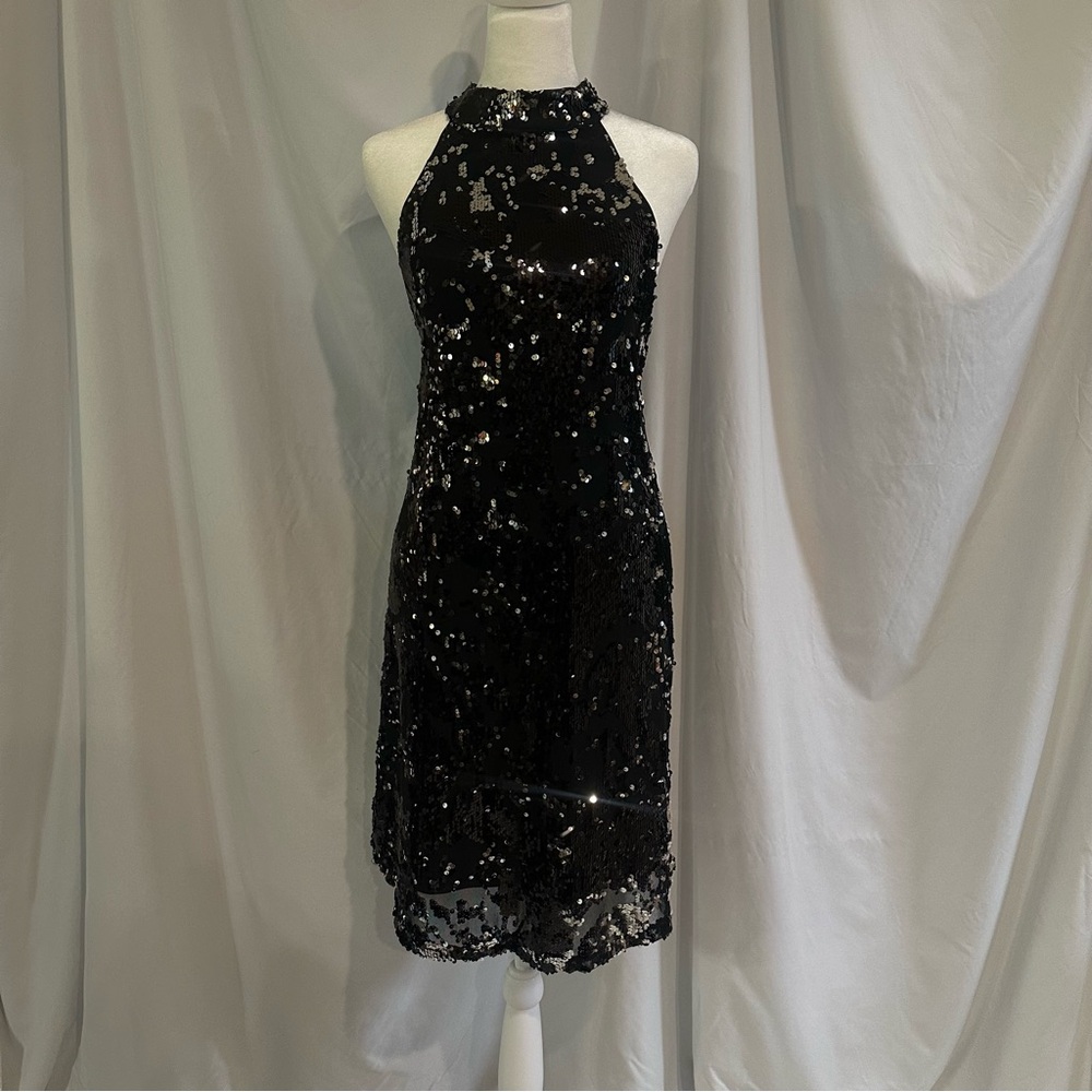 Cable & Gauge Black Sequin Cocktail Dress